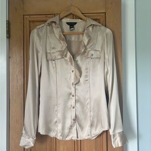 White House Black Market Long-Sleeve Silk Shirt